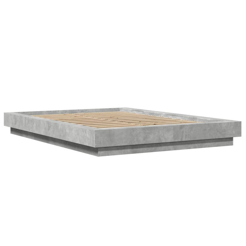 vidaXL betonszürke szerelt fa ágykeret 140 x 200 cm