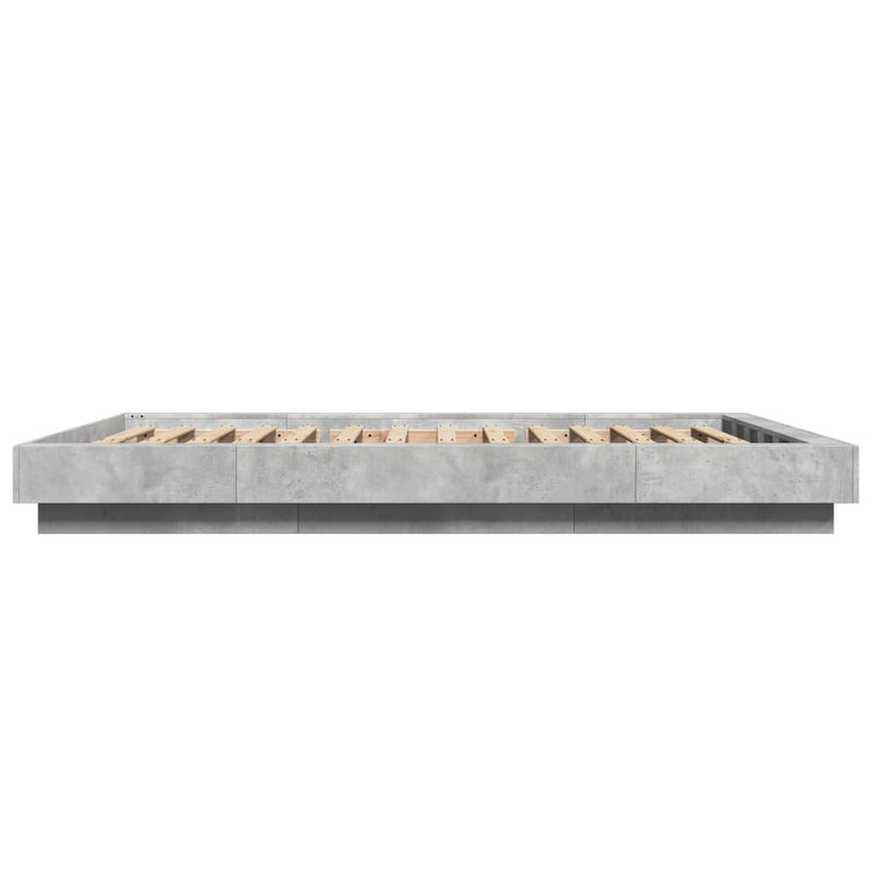 vidaXL betonszürke szerelt fa ágykeret 140 x 200 cm