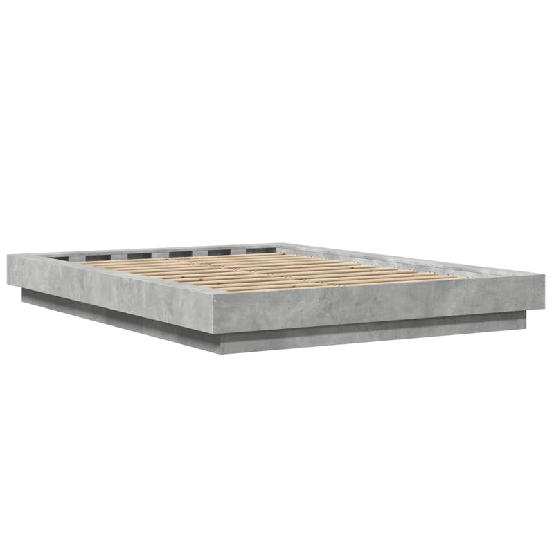 vidaXL betonszürke szerelt fa ágykeret 140 x 200 cm