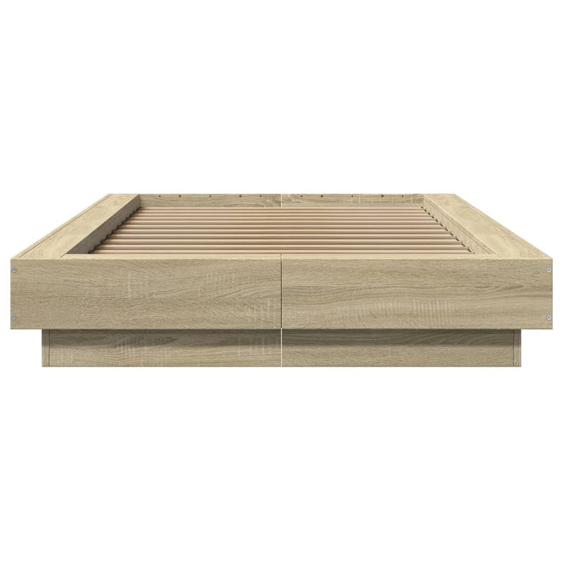 vidaXL sonoma tölgyszínű szerelt fa ágykeret 90 x 200 cm