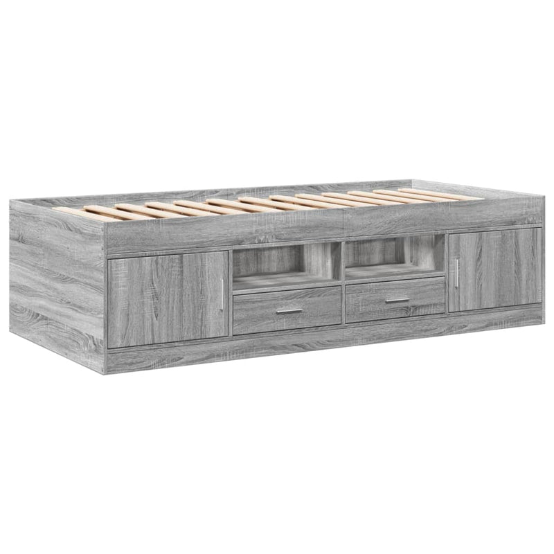 vidaXL szürke sonoma kanapéágy fiókkal matrac nélkül 100x200 cm