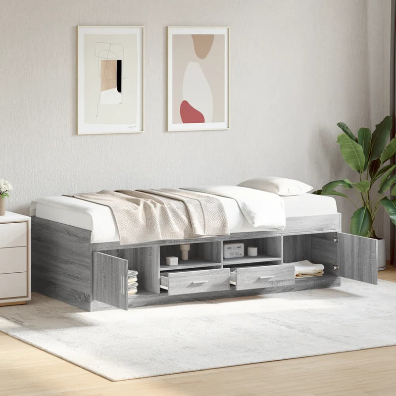 vidaXL szürke sonoma kanapéágy fiókkal matrac nélkül 100x200 cm