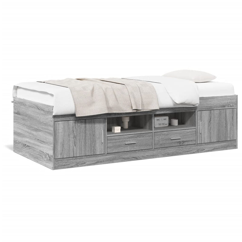 vidaXL szürke sonoma kanapéágy fiókkal matrac nélkül 100x200 cm