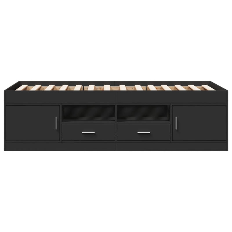vidaXL fekete kanapéágy fiókkal matrac nélkül 90x200 cm