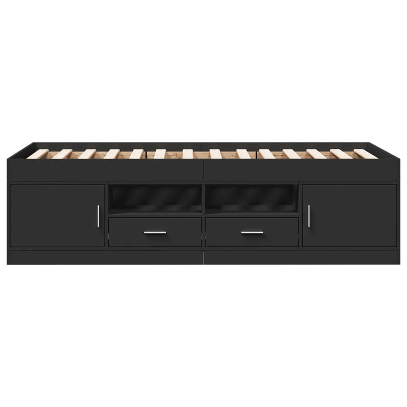 vidaXL fekete kanapéágy fiókkal matrac nélkül 90x190 cm