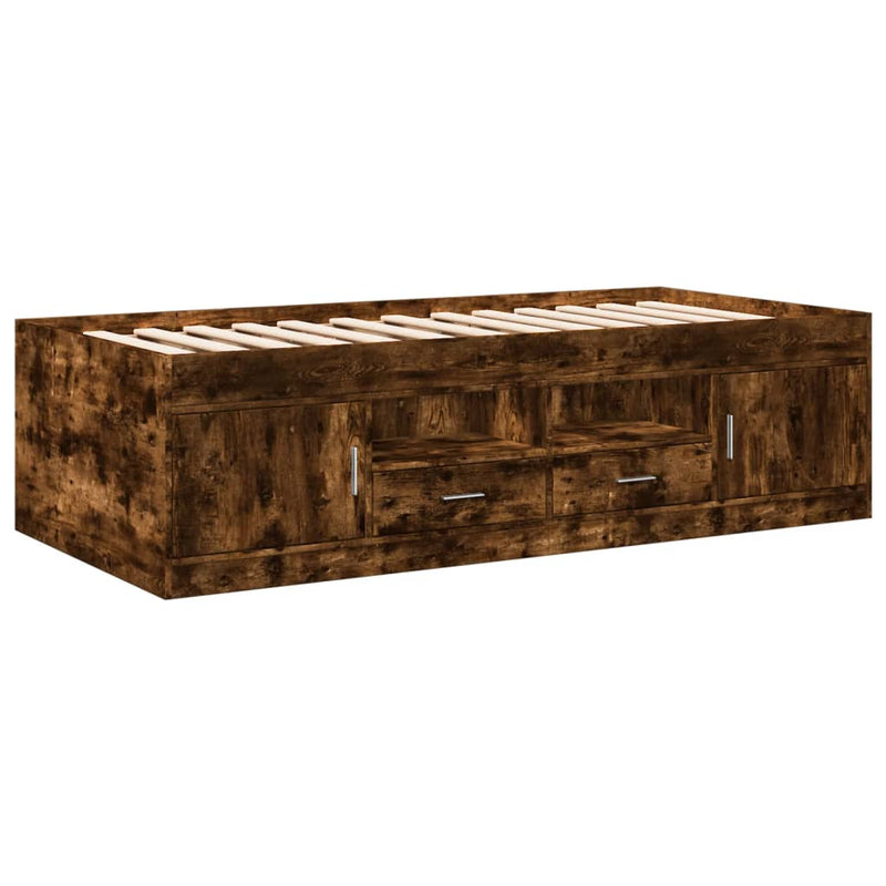 vidaXL füstös tölgy kanapéágy fiókkal matrac nélkül 90x190 cm