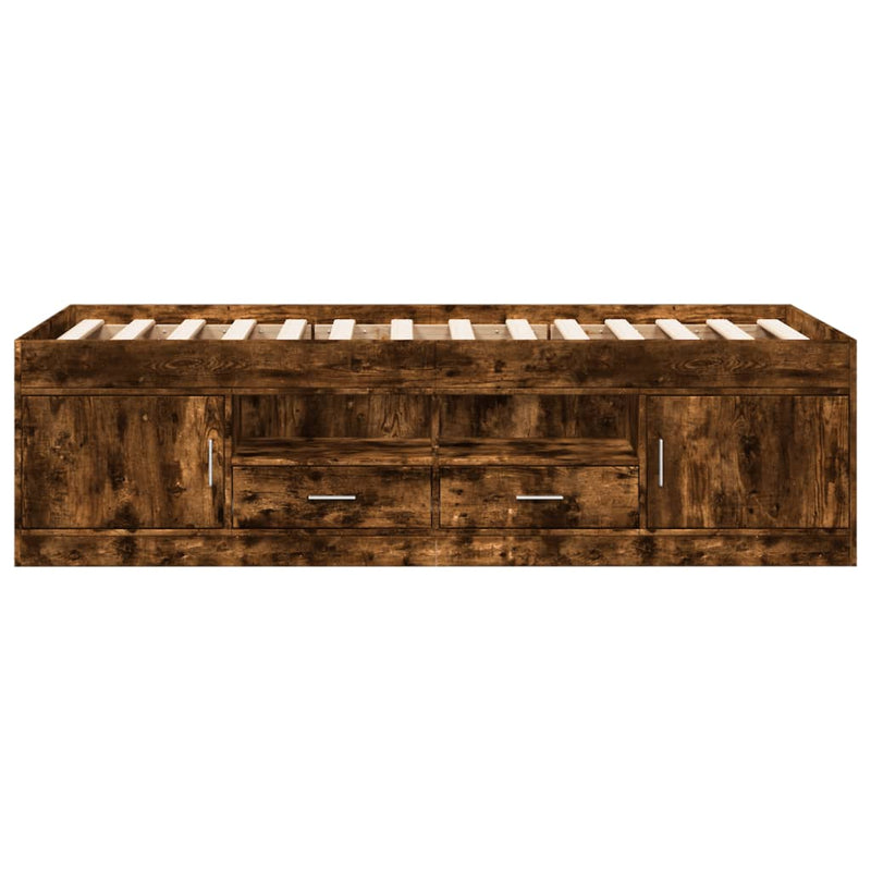 vidaXL füstös tölgy kanapéágy fiókkal matrac nélkül 90x190 cm
