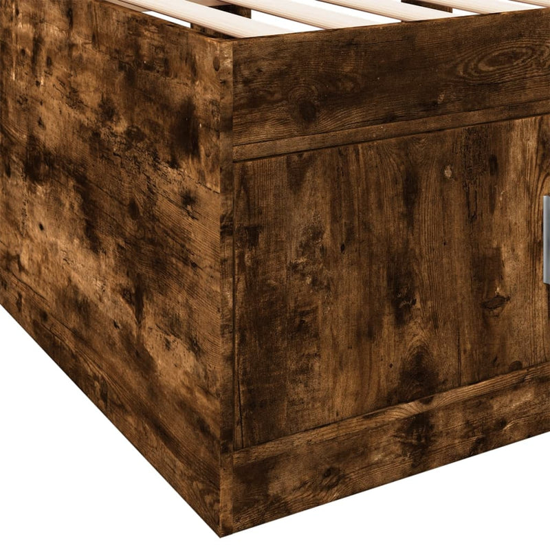 vidaXL füstös tölgy kanapéágy fiókkal matrac nélkül 90x190 cm
