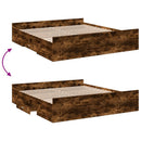 vidaXL füstös tölgy színű szerelt fa ágykeret fiókokkal 200 x 200 cm