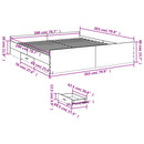 vidaXL sonoma tölgyszínű szerelt fa ágykeret fiókokkal 200 x 200 cm