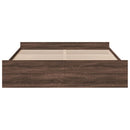 vidaXL füstös tölgy színű szerelt fa ágykeret fiókokkal 200 x 200 cm