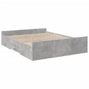 vidaXL betonszürke szerelt fa ágykeret fiókokkal 160 x 200 cm