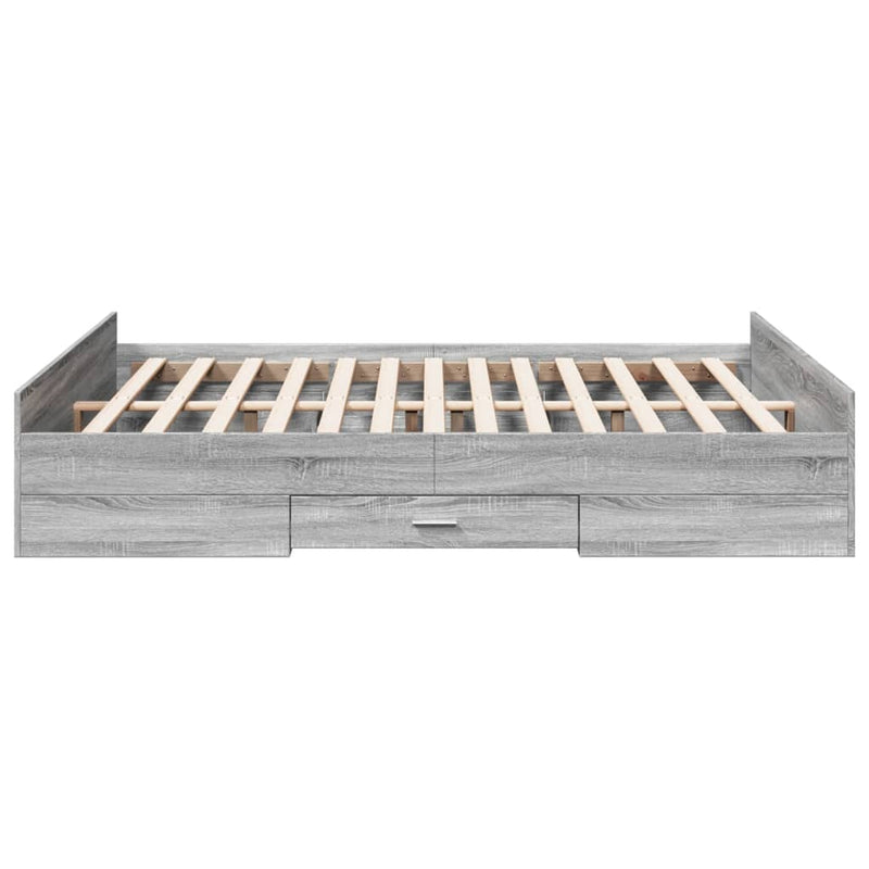 vidaXL szürke sonoma színű szerelt fa ágykeret fiókokkal 160 x 200 cm