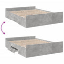 vidaXL betonszürke szerelt fa ágykeret fiókokkal 150 x 200 cm
