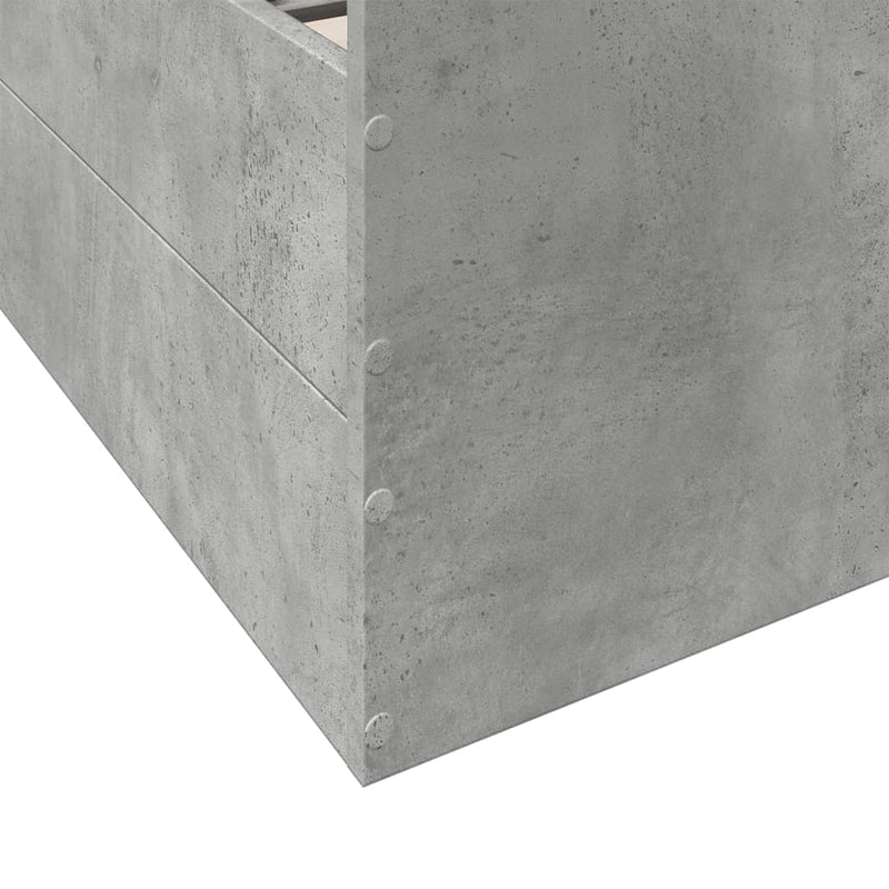 vidaXL betonszürke szerelt fa ágykeret fiókokkal 140x200 cm