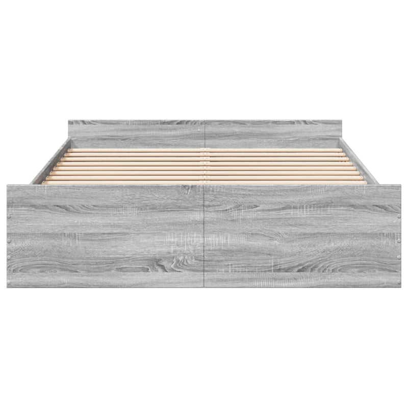 vidaXL szürke sonoma színű szerelt fa ágykeret fiókokkal 140x200 cm