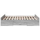 vidaXL szürke sonoma színű szerelt fa ágykeret fiókokkal 135 x 190 cm