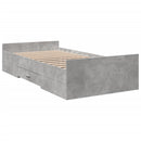 vidaXL betonszürke szerelt fa ágykeret fiókokkal 75 x 190 cm