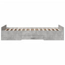vidaXL betonszürke szerelt fa ágykeret fiókokkal 75 x 190 cm