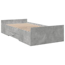 vidaXL betonszürke szerelt fa ágykeret fiókokkal 75 x 190 cm