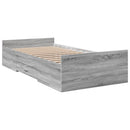 vidaXL szürke sonoma színű szerelt fa ágykeret fiókokkal 75x190 cm