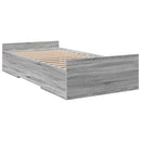 vidaXL szürke sonoma színű szerelt fa ágykeret fiókokkal 75x190 cm