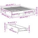 vidaXL fehér szerelt fa ágykeret fiókokkal 200 x 200 cm