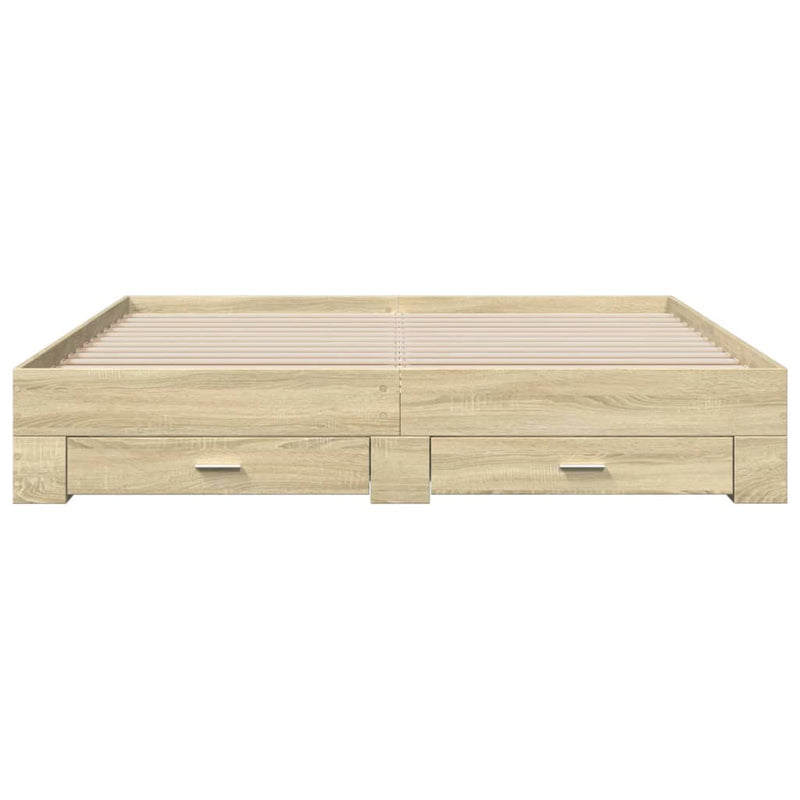 vidaXL sonoma tölgyszínű szerelt fa ágykeret 200 x 200 cm
