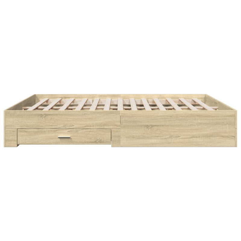 vidaXL sonoma tölgyszínű szerelt fa ágykeret 200 x 200 cm