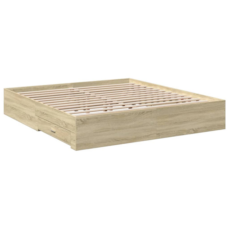 vidaXL sonoma tölgyszínű szerelt fa ágykeret 200 x 200 cm