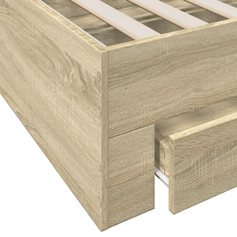 vidaXL sonoma tölgyszínű szerelt fa ágykeret 200 x 200 cm