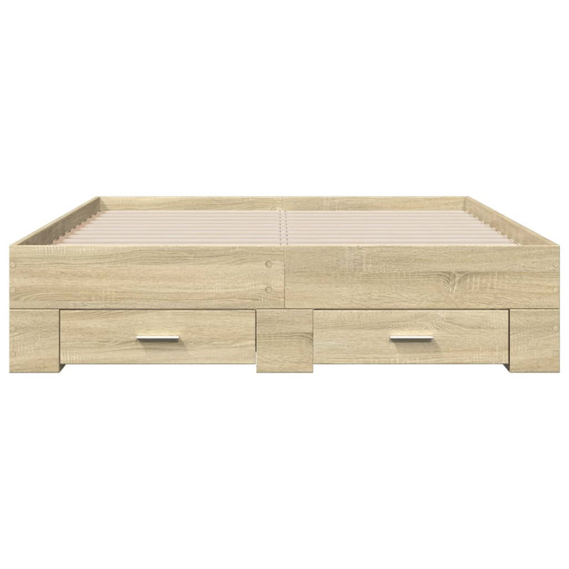 vidaXL sonoma tölgy színű szerelt fa ágykeret fiókokkal 120 x 200 cm