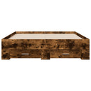 vidaXL füstös tölgy színű szerelt fa ágykeret fiókokkal 120 x 200 cm