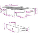vidaXL betonszürke szerelt fa ágykeret fiókokkal 135 x 190 cm