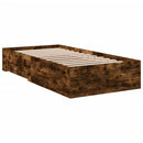 vidaXL füstös tölgy színű szerelt fa ágykeret fiókokkal 90 x 200 cm