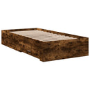 vidaXL füstös tölgy színű szerelt fa ágykeret fiókokkal 90 x 200 cm