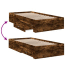 vidaXL füstös tölgy színű szerelt fa ágykeret fiókokkal 90 x 200 cm