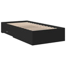 vidaXL fekete szerelt fa ágykeret fiókokkal 75x190 cm
