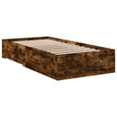 vidaXL füstös tölgy színű szerelt fa ágykeret fiókokkal 75x190 cm