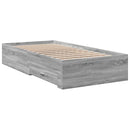 vidaXL szürke sonoma színű szerelt fa ágykeret fiókokkal 75x190 cm