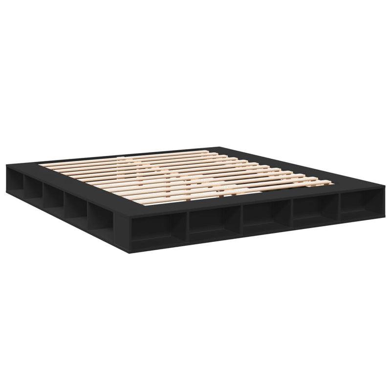 vidaXL fekete szerelt fa ágykeret 200 x 200 cm
