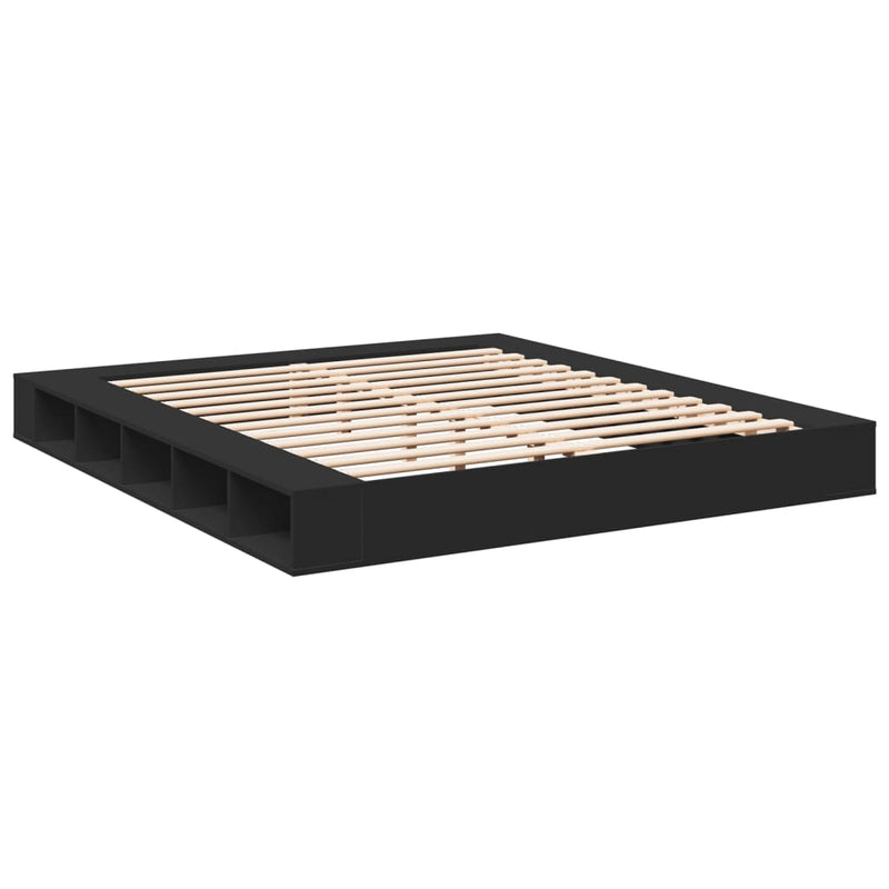 vidaXL fekete szerelt fa ágykeret 200 x 200 cm