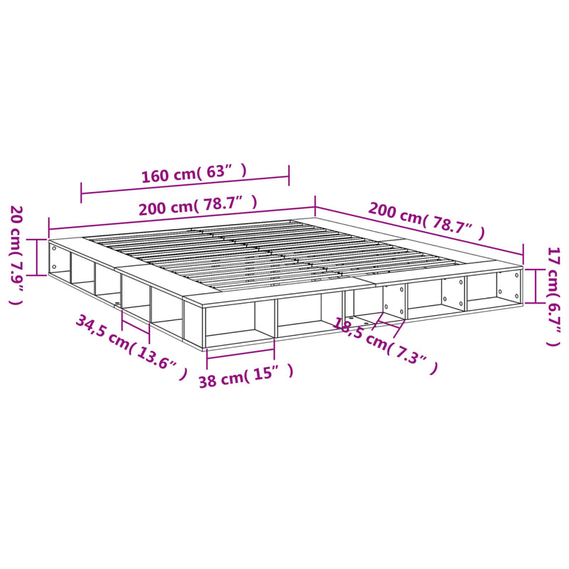vidaXL fekete szerelt fa ágykeret 200 x 200 cm