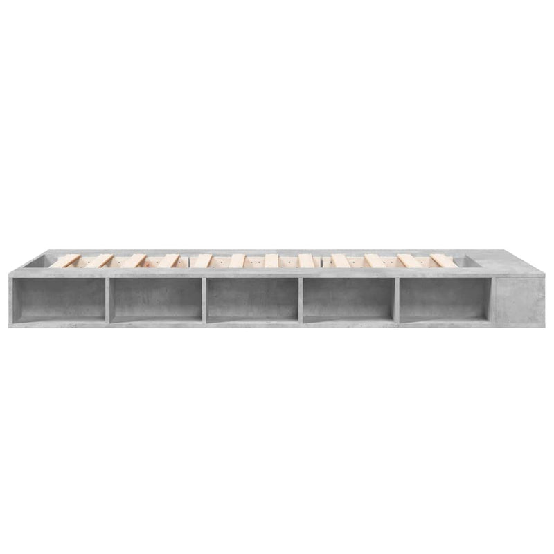 vidaXL betonszürke szerelt fa ágykeret 75 x 190 cm