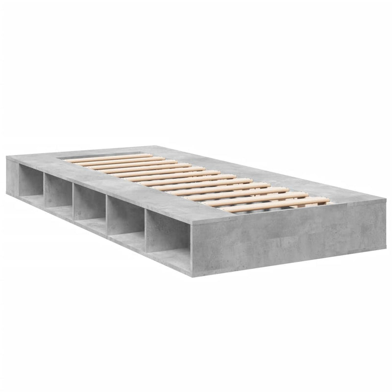 vidaXL betonszürke szerelt fa ágykeret 75 x 190 cm