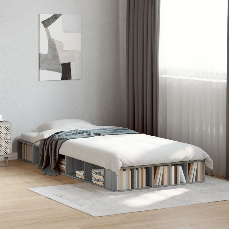 vidaXL sonoma tölgyszínű szerelt fa ágykeret 75 x 190 cm