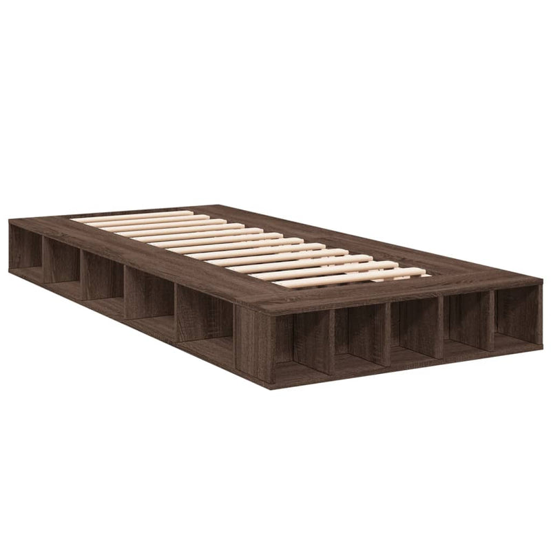 vidaXL barna tölgyszínű szerelt fa ágykeret 75 x 190 cm