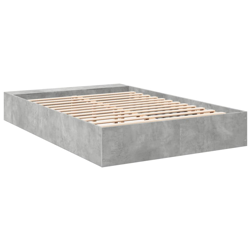 vidaXL betonszürke szerelt fa ágykeret 140 x 200 cm