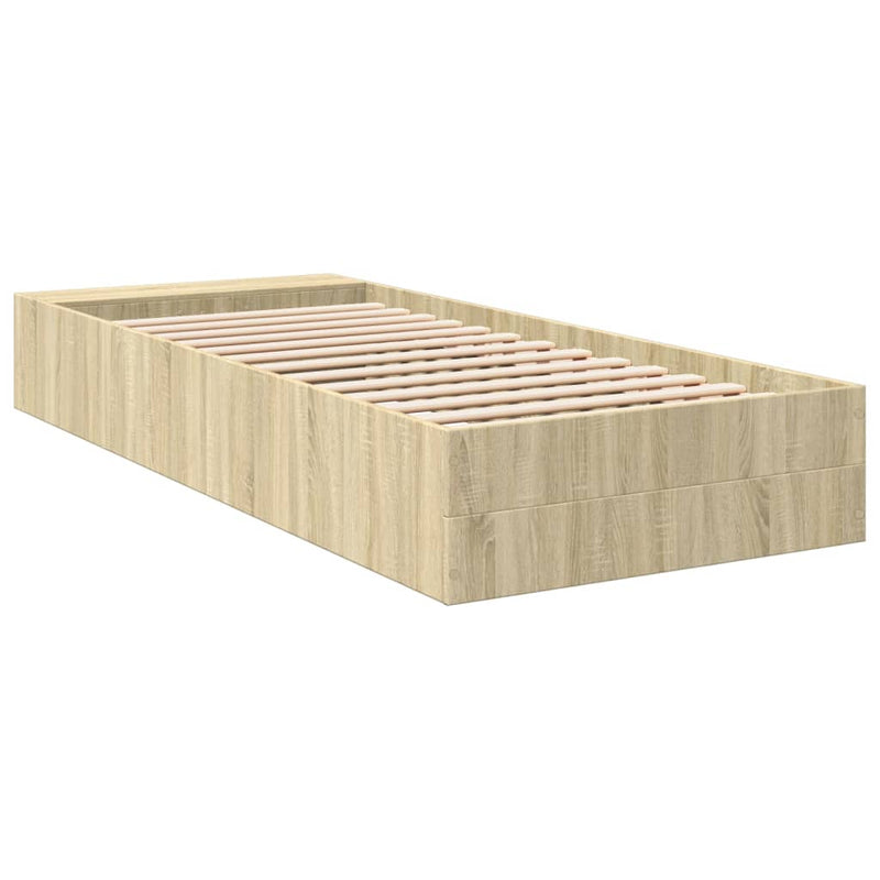 vidaXL sonoma tölgyszínű szerelt fa ágykeret 100 x 200 cm