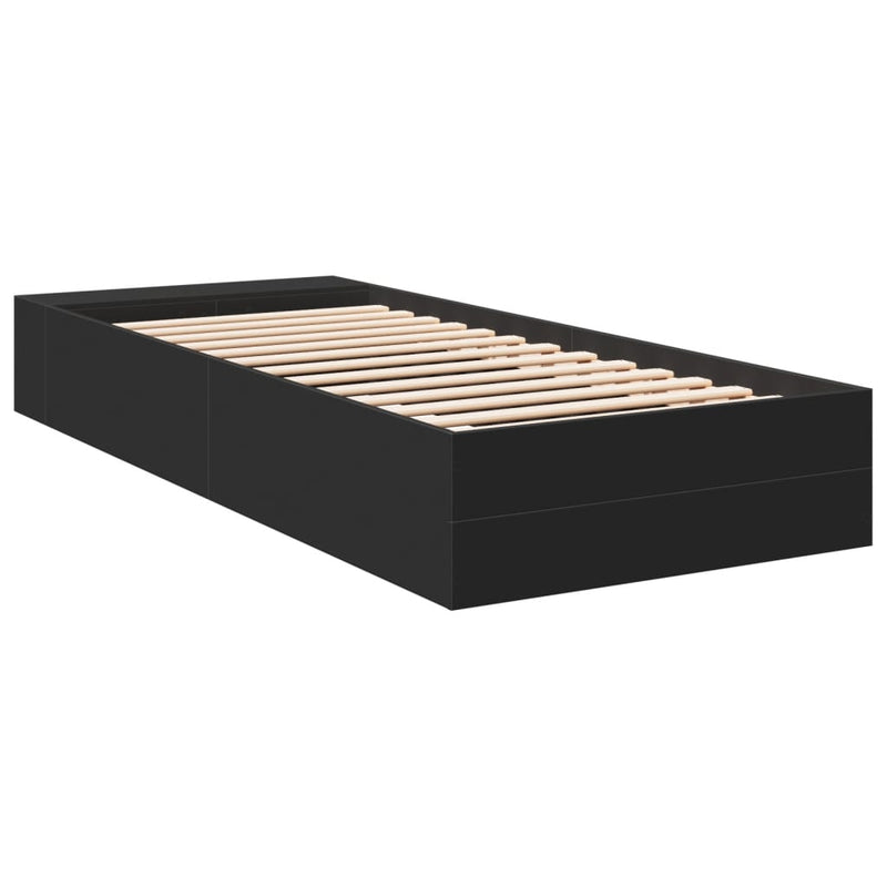 vidaXL fekete szerelt fa ágykeret 90 x 200 cm